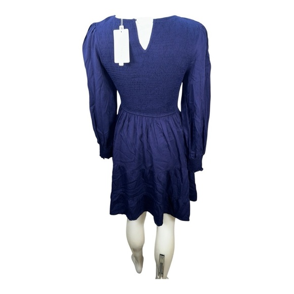 MEROKEETY LONG SLEEVE SMOCKED TIERED MINI DRESS SIZE M New - Picture 4 of 9